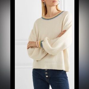 Madewell Women’s Rainbow Trim Gladwell Balloon Sleeve Alpaca Wool Sweater XXS